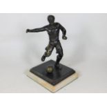 A 1930's art deco heavy bronze footballer figure 9