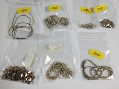 Seven silver bracelets & necklaces