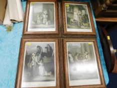 Four oak framed Cries Of London prints
