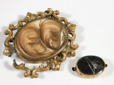 Two 19thC. mourning brooches a/f, smaller one test