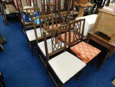 A set of six Edwardian inlaid upholstered chairs i