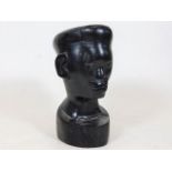 A 19thC. carved African hardwood bust approx. 5in