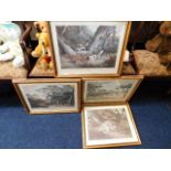 Four gilt framed hunting scene prints
