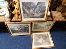 Four gilt framed hunting scene prints