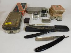 A quantity of vintage shaving equipment & other su