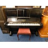 A C. Bechstein Berlin iron overstrung piano with stool, plays well