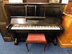 A C. Bechstein Berlin iron overstrung piano with stool, plays well
