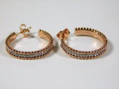A pair of 18ct rose gold & diamond hoop earrings b