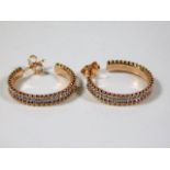 A pair of 18ct rose gold & diamond hoop earrings b