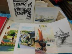 A large quantity of amateur watercolours