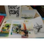 A large quantity of amateur watercolours