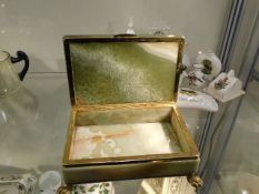 A brass mounted green onyx box