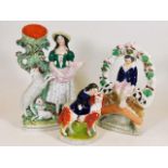 Three 19thC. Staffordshire ornaments, the largest