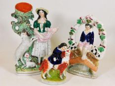 Three 19thC. Staffordshire ornaments, the largest