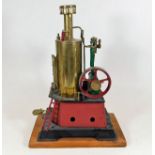 A brass stationary steam engine