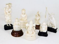 Seven early 20thC. Chinese carved ivory figurines,