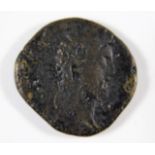 A well worn Roman coin, possibly Commodus, Sestert