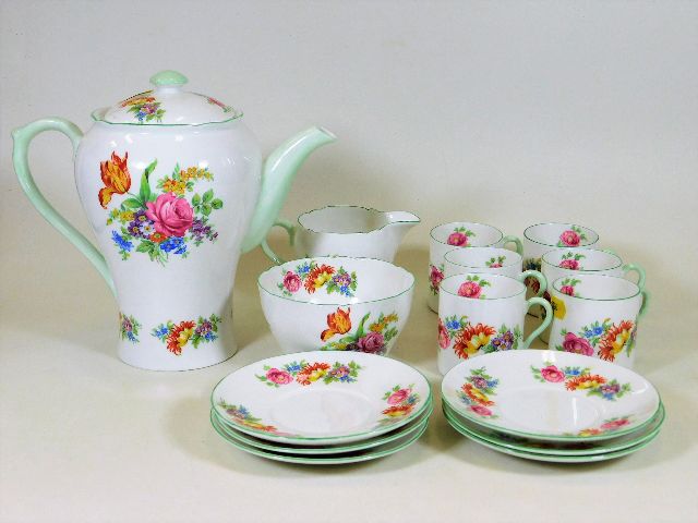 A vintage 15 piece Shelley floral coffee service for six (sold on behalf of Oxfam)
