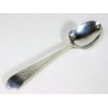 A Georgian bright cut silver table spoon