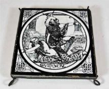 A mounted early 20thC. Minton tile titled Guinever