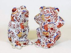 A pair of Chinese polychrome frogs figures with re