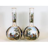 A pair of Dresden bottle vases with quatrefoil dec