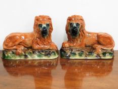 A pair of large Victorian Staffordshire mantle end