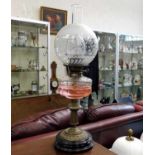 A Victorian oil lamp & shade