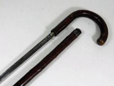 A walking stick with concealed sword, possibly by