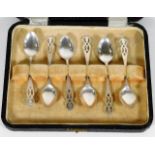 A cased set of six silver teaspoons