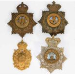 Four large cap badges Devonshire, Shropshire, The