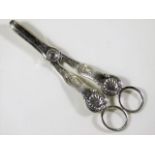 A pair of heavy gauge silver grape scissors