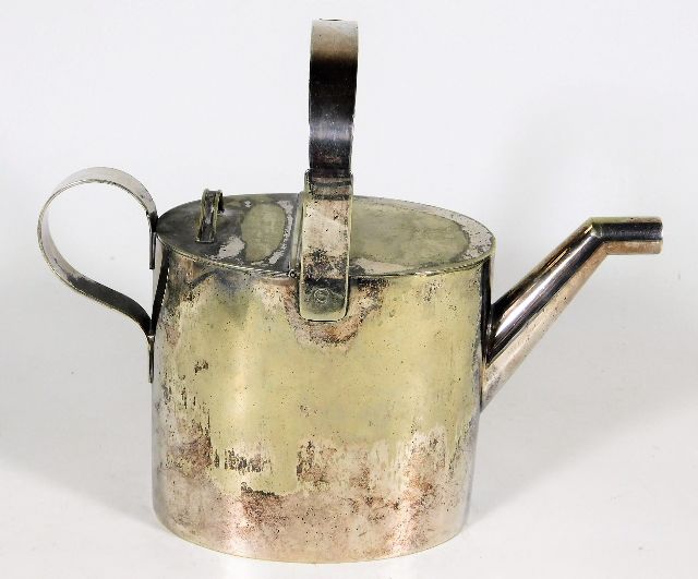 A 19thC. Arts & Crafts silver plated Christopher Dresser designed watering can by Hukin & Heath, som