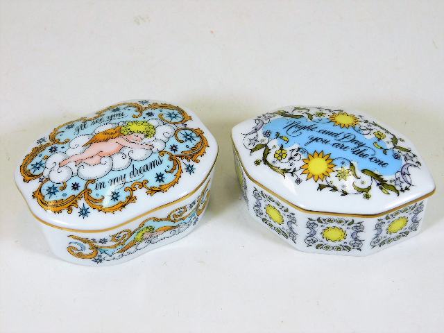 Two modern porcelain musical boxes by Kate Lloyd J