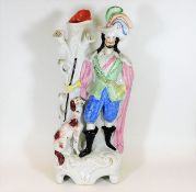 A large 19thC. Staffordshire spill vase of Corin t