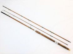 A three piece cane fly fishing rod with bag
