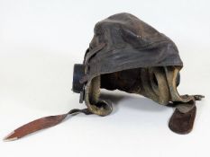A leather WW2 pilots skull cap