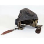 A leather WW2 pilots skull cap