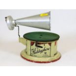 A vintage tinplate Kiddyphone clockwork record pla