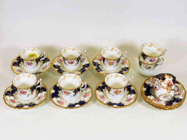 Six antique Coalport porcelain coffee cups & sauce