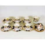 Six antique Coalport porcelain coffee cups & sauce