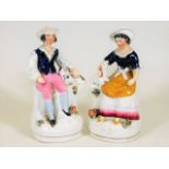 Two 19thC. Staffordshire figures with dog & lamb 6