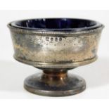 A small early Victorian silver salt with blue line