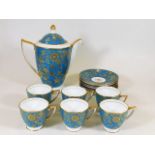 A 13 piece Minton porcelain coffee set with gilded