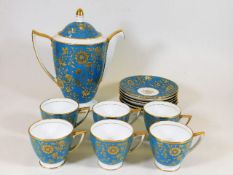 A 13 piece Minton porcelain coffee set with gilded
