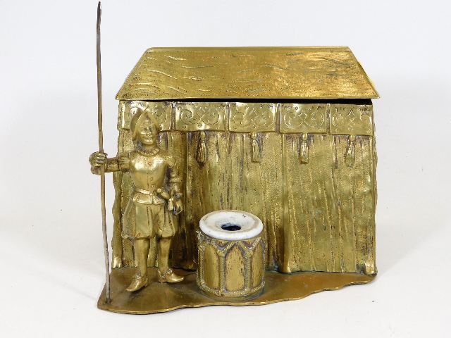 A 19thC. figurative gilt inkwell & letter stand 6.