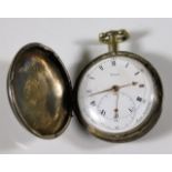 A c.1800 Grant of Fleet Street London silver cased verge pocket watch with fusee movement, watch run