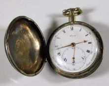 A c.1800 Grant of Fleet Street London silver cased verge pocket watch with fusee movement, watch run