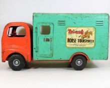A vintage tinplate Triang horse transporter truck