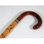 A walking cane with traditionally shaped acrylic a